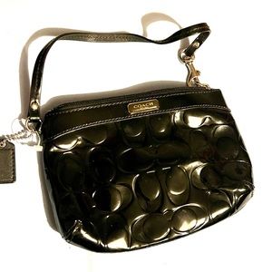 Black pleather Coach Wristlet